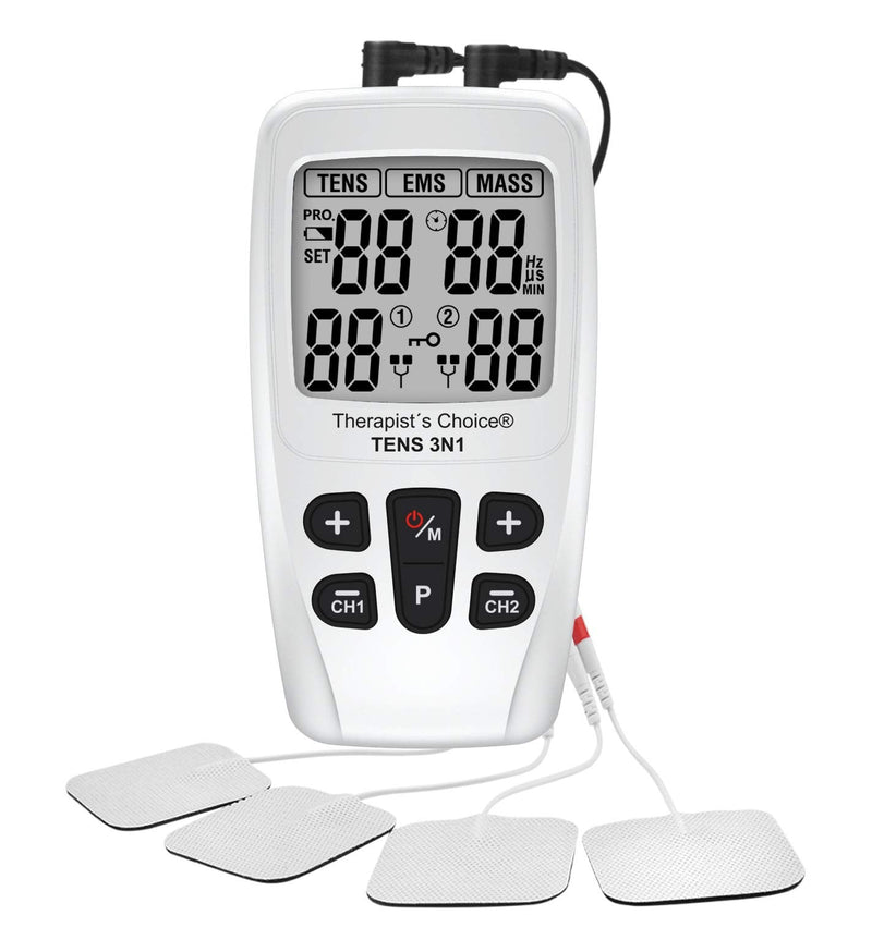 [Australia] - Therapist’s Choice® TENS3N1 Dual Channel, Digital Combo with TENS, EMS and Massage with Accessories, White 