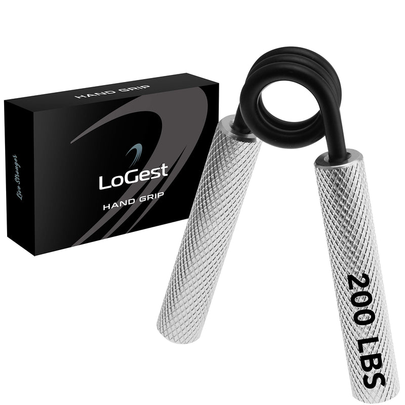 [Australia] - Logest Metal Hand Grip Strengthener 100LB-350LB No Slip Heavy-Duty Grip Strengthener with Gift Box, Great Wrist & Forearm Hand Exerciser, Home Gym, Hand Gripper Grip Strength Trainer Silver - 200LB 