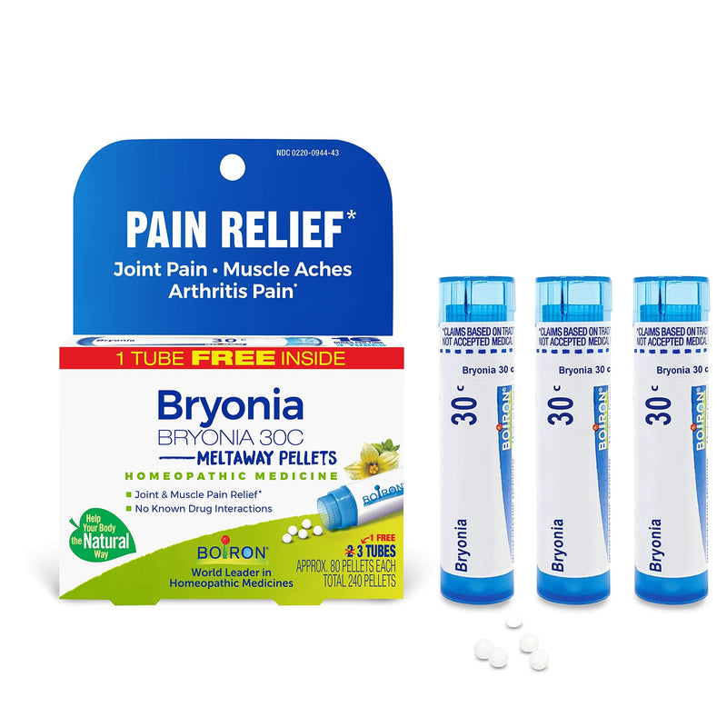 [Australia] - Boiron Bryonia 30C Homeopathic Medicine for Relief from Joint Pain, Muscle Aches, Arthritis Pain, and Muscle or Joint Stiffness - 3 Count (240 Pellets) 