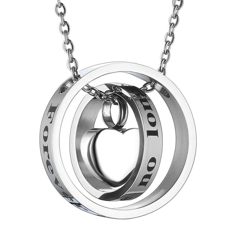 [Australia] - ATOP Forever in My Heart Cremation Keepsake Memorial Urn Necklace Ash Holder Pendant,Carved Locket Stainless Steel Keepsake Waterproof Memorial Pendant for Love,with Tools and Box 
