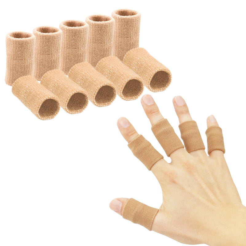 [Australia] - Finger Sleeves , Thumb Splint Brace For Finger Support, Breathable Elastic Finger tape, Compression pression Protector For Reliving Pain, Triggger Finger, Compression Aid For Sports, 10PCS (Beige) Beige 