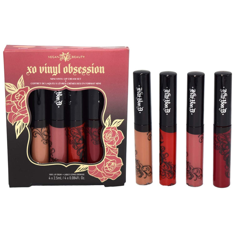 [Australia] - Kat Von D Mini XO Vinyl Lip Creme Lip Gloss Liquid Lipstick Obsession Set - Blossom, Carnation, Tulip, Hollyhock 