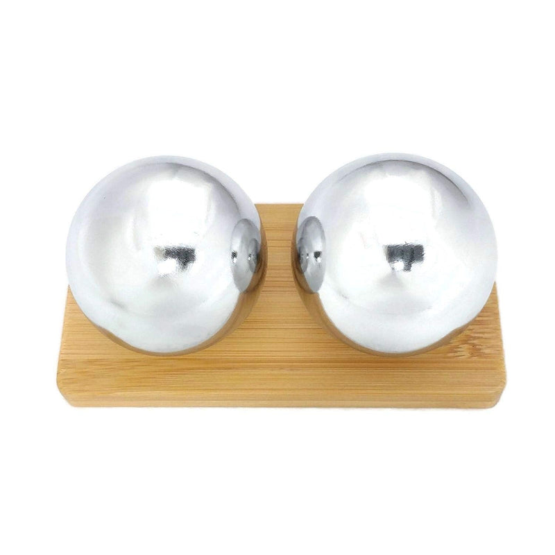 [Australia] - Top Chi Chrome Baoding Balls with Bamboo Stand. Chiming Chinese Health Balls for Hand Therapy, Exercise, and Stress Relief (Large 1.9 Inch) Large 1.9 Inch 