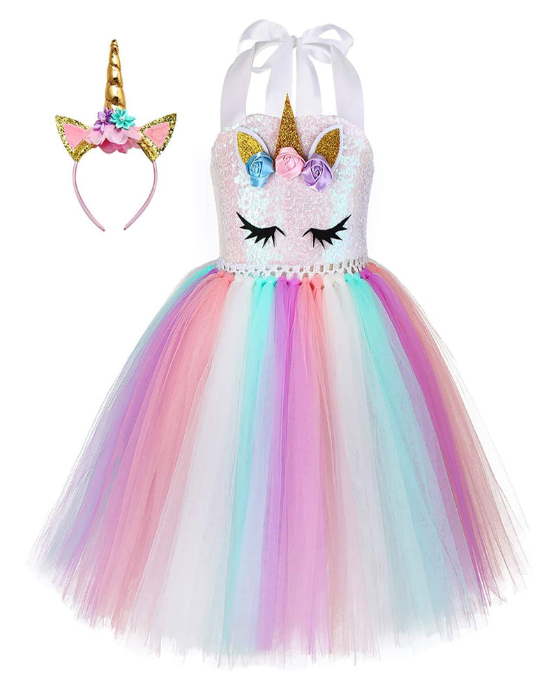 [Australia] - Unicorn Costume For Girls Dress Up Clothes For Little Girls Rainbow Unicorn Tutu With Headband Birthday Gift 1-2 YEARS Sequin Unicorn 