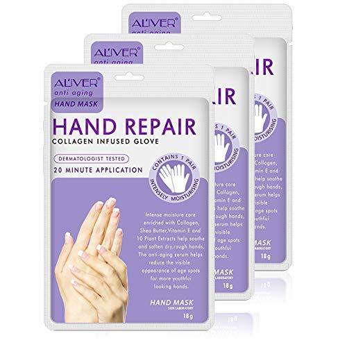 [Australia] - Hand Peel Mask 3 Pack, Hand Spa Mask Infused Collagen,Serum +Vitamins + Natural Plant Extracts For Dry,Cracked Hands,Moisturizer Hands Mask, Repair Rough Skin For Women&Men 
