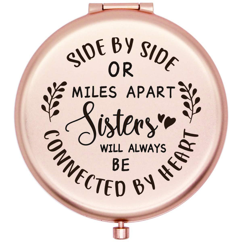 [Australia] - Muminglong Frosted Compact Mirror for Sister from Sister ,Brother, Birthday, Christmas Ideas for Sister-Side by Side (Rose Gold) Rose Gold 
