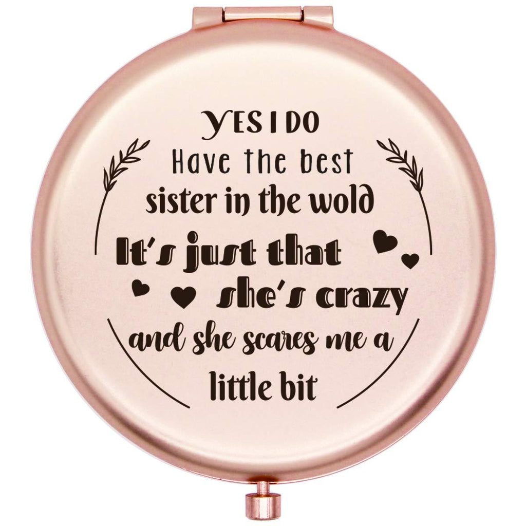 [Australia] - Muminglong Sister Gifts Frosted Compact Mirror for Sister from Sister ,Brother, Birthday, Wedding Gifts Ideas for Sister-Yes I do (Rose Gold) Rose Gold 