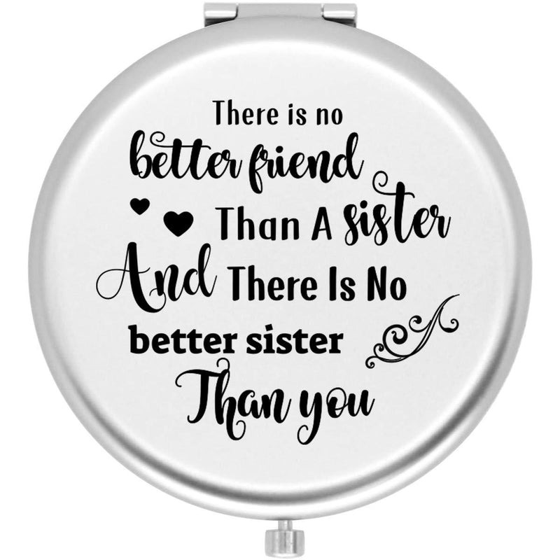 [Australia] - Muminglong Frosted Compact Mirror for Sister from Sister ,Brother, Birthday, Christmas Ideas for Sister-Better Sister (Silver) Silver 