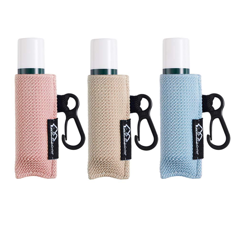 [Australia] - WKieason Lip Balm Holder Keychain Single 3pcs Clip on Chapstick Keychain Sleeves Holder Pouch Tight-Knit Elastic Lipstick Key Chain Holder (Beige/light blue/Pink) Beige/light blue/Pink 