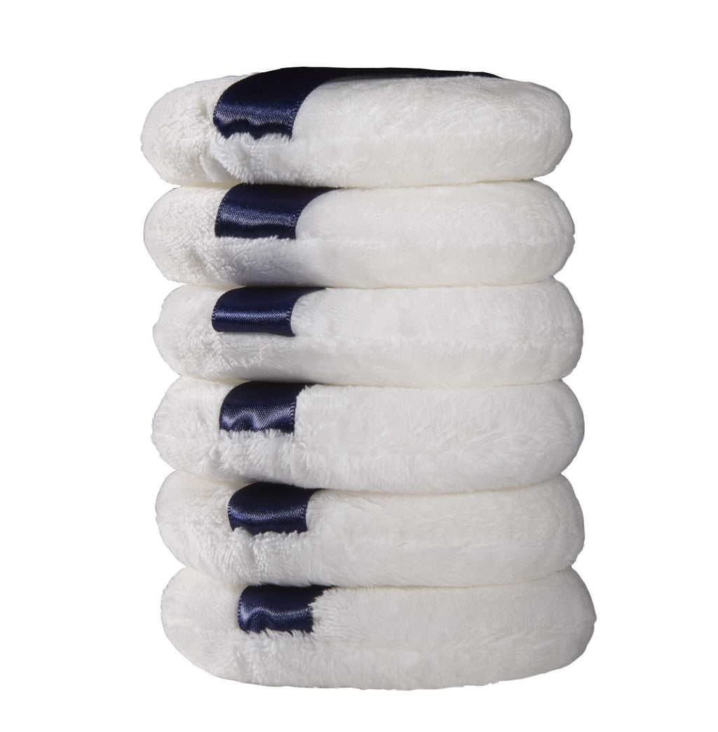[Australia] - Powder Puff, Yababa 6pcs 3.15 Inch Ultra Soft Washable Velour Fluffy Body Powder Puffs with Ribbon, Pure Cotton Round Makeup Puff, for Loose Powder Mineral Powder Body Powder, White 