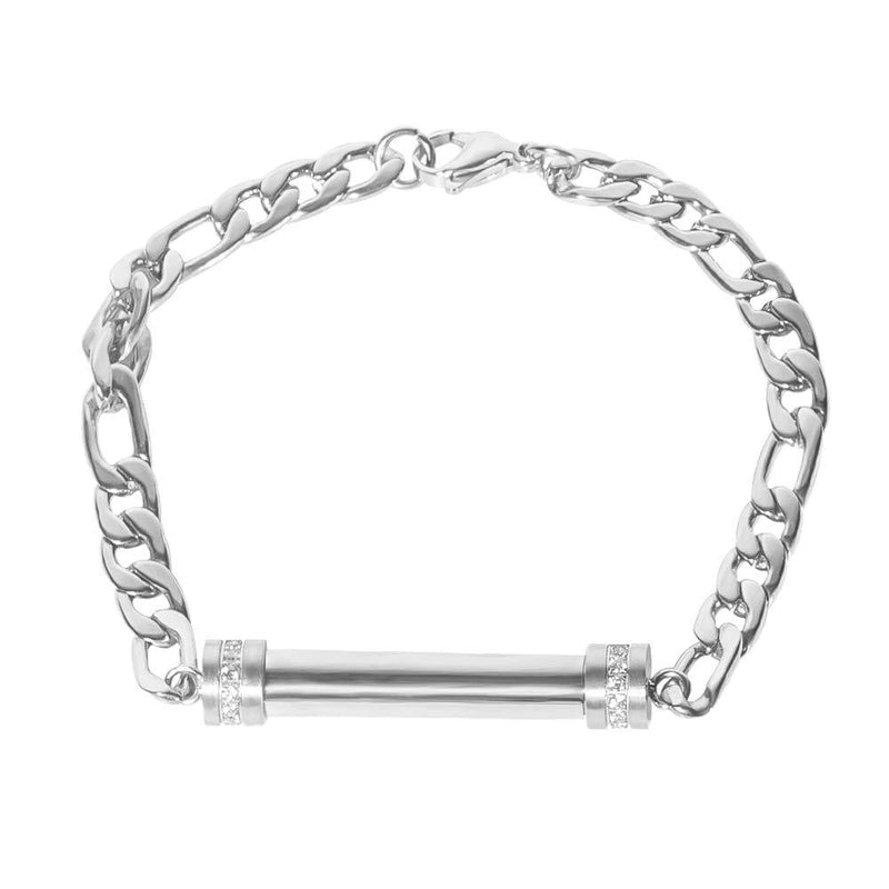 [Australia] - LYFML Cylinder Cremation Jewelry Bracelet for Ashes, Memorial Urn Ashes Holder Bangle Made of 316L Stainless Steel, Inlaid with Crystals Come with Free Fill Kit Support for Customization 