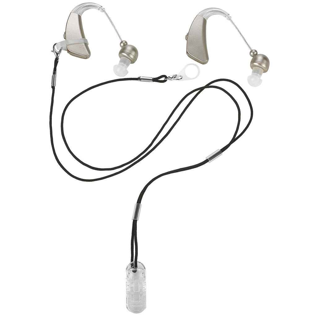 [Australia] - Hearing Aid Clip - Protective Holder with Anti Lost Lanyard Cord - Rope with Loops and Clip and Security Clip Ideal for Behind The Ear Hearing Aids and Personal Sound Amplifiers 