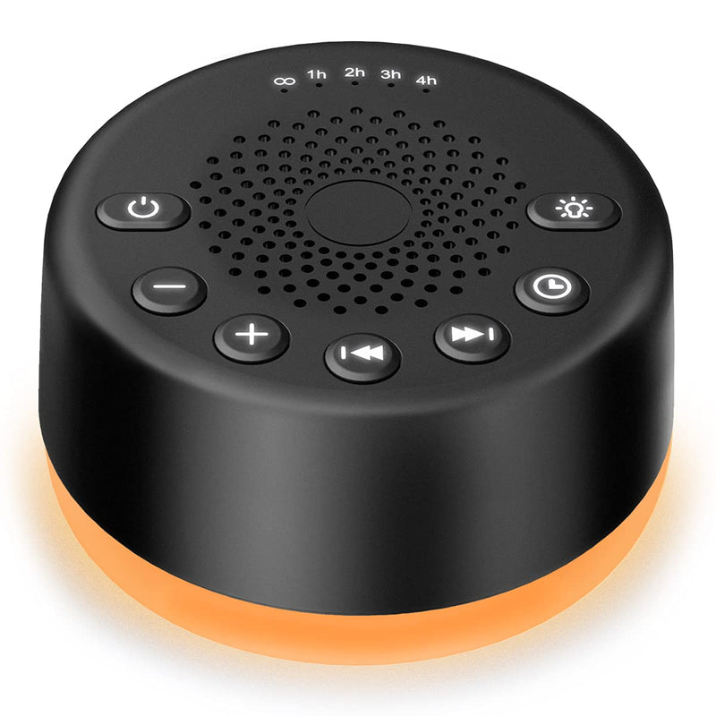 [Australia] - Easysleep Sound White Noise Machine with 25 Soothing Sounds and Night Lights with Memory Function 32 Levels of Volume and 5 Sleep Timer Powered by AC or USB for Sleeping Relaxation (Black) Black 