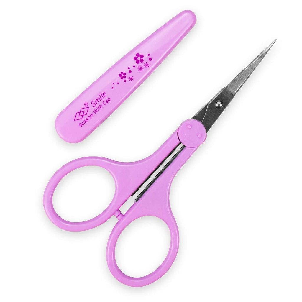 [Australia] - Humbee, Stainless Steel Hair Grooming and Trimming Scissors Set, For Facial Hair, Nose Hair, Eyebrow Scissors, Eyelash Scissors, Mustache, and Beard (Straight Edge, Purple Long Cap) Straight Edge 