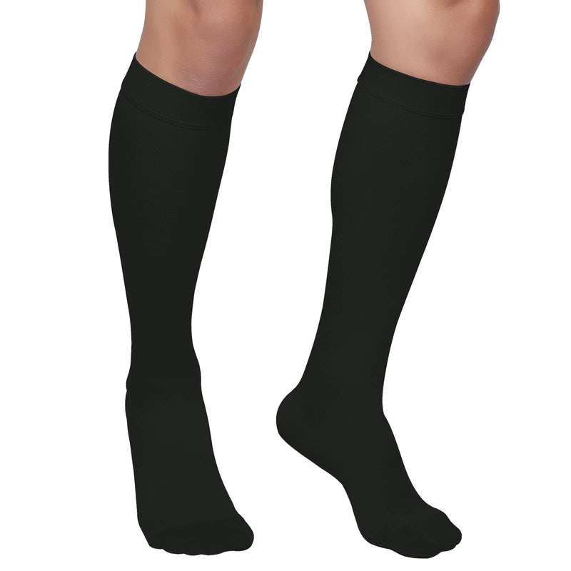 [Australia] - MGANG® Compression Socks, Closed Toe, 20-30 mmHg Graduated Compression Knee High Support Stockings for Unisex, DVT, Pregnancy, Varicose Veins, Swelling, Edema, Shin Splints, 1 Pair, Black 2XL XX-Large 