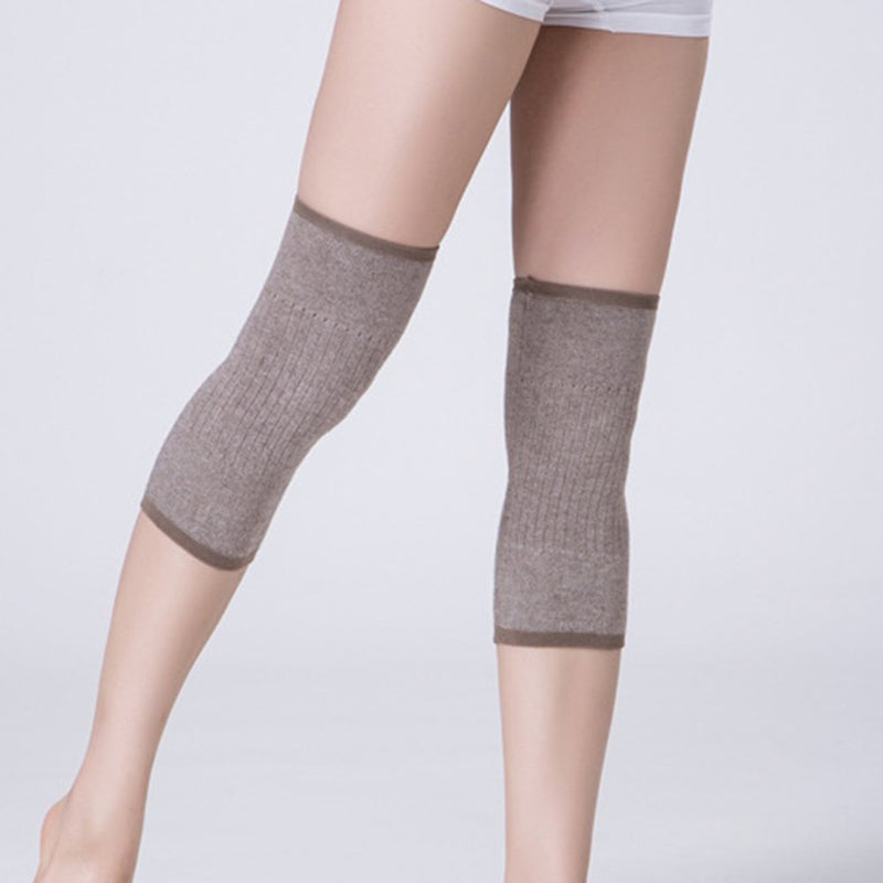 [Australia] - Knit Cashmere Knee Warmers Sleeping Warm Supports Knee Brace Soft Comfortable Knee Sleeve Wrap Circulation Improvement Kneepad Leg Warmer Joint Warming Band for Men and Women, 1 Pair Tan M/9.4" x 4.3" 