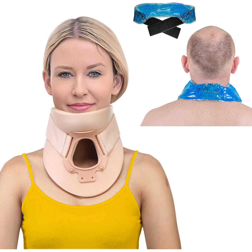 [Australia] - BodyMoves Philadelphia Soft Foam Cervical Collar Plus hot and Cold ice Pack -Neck Traction Device 3 1/4 Inch Immobilizer Collar Support Adjustable Neck and Head Braces (Medium) Medium (Pack of 1) 