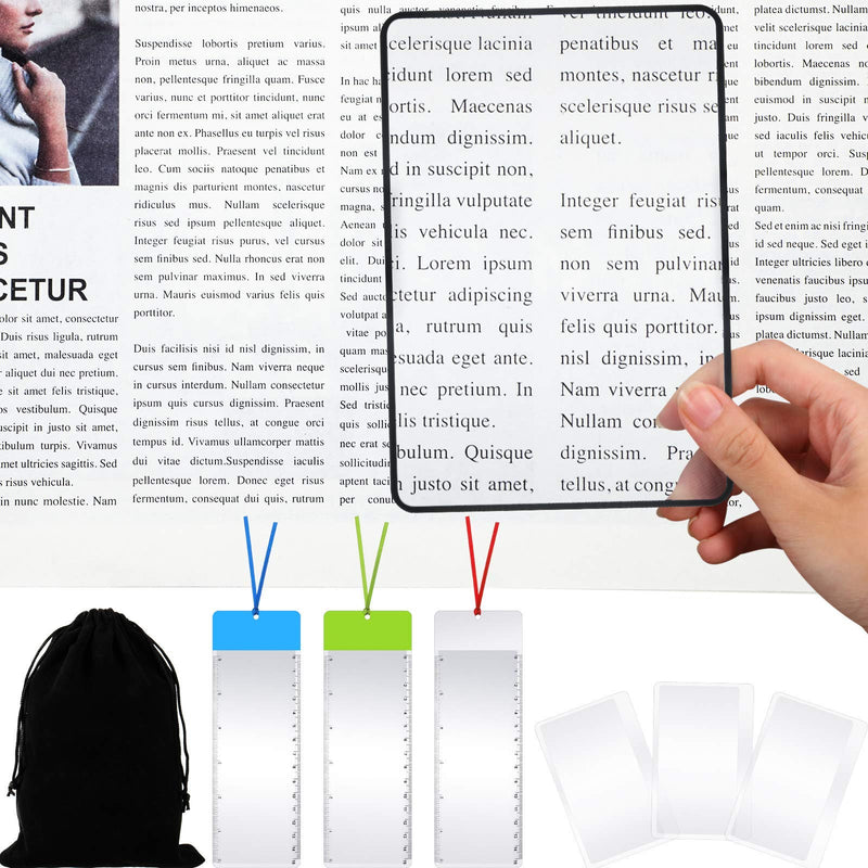 [Australia] - 12 Pieces 3X Magnifying Sheet Set Include 6 Page Magnifier Fresnel Lens Page Magnifying Glass 3 Card Magnifiers 3 Bookmark Magnifiers for Reading Small Prints Books Maps 