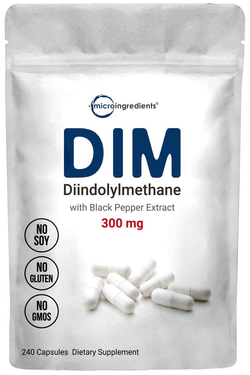 [Australia] - DIM Active Supplement, DIM 300mg, 240 Capsules (8 Months Supply), 2 in 1 Formula, Estrogen Metabolism, Premium DIM-Plus Broccoli Extract Supplement with Black Pepper for Better Absorption 240 Count (Pack of 1) 
