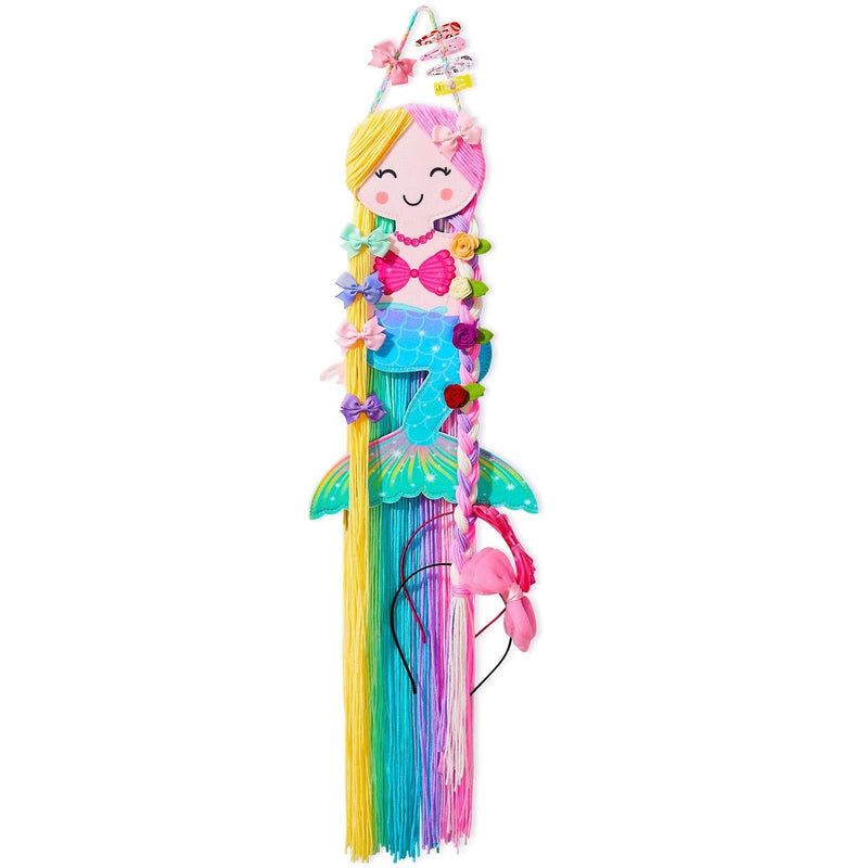 [Australia] - Beinou Hair Bow Holder Organizer for Girls Mermaid Headband Holder Colorful Yarn Tassels Hair Clip Organizer Storage Mermaid Party Decor Home Decor Rainbow 