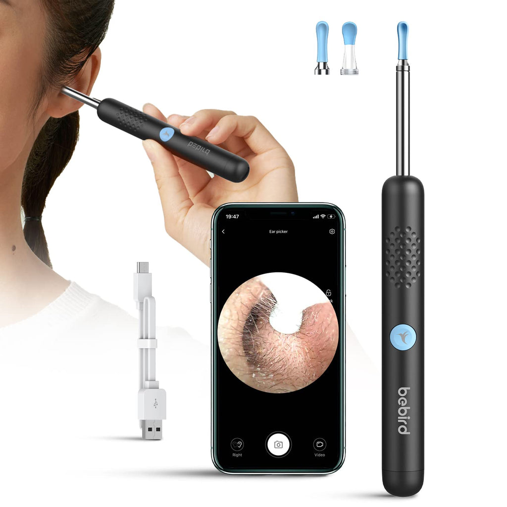 [Australia] - Ear Wax Removal Tool,Bebird Ear Wax Removal Ear Camera,Ear Cleaning Camera,1080P Hd Endoscope, Wireless Ear Cleaner Tools with 6 Led Lights Waterproof Ear Scope Compatible with iPhone & Android Phones Black 