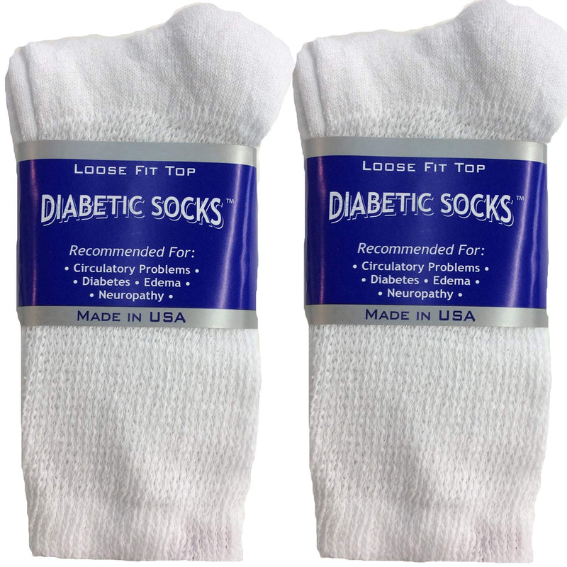 [Australia] - Creswell Diabetic Socks Made in USA (9-11, 6 Pairs White Crew) 9-11 