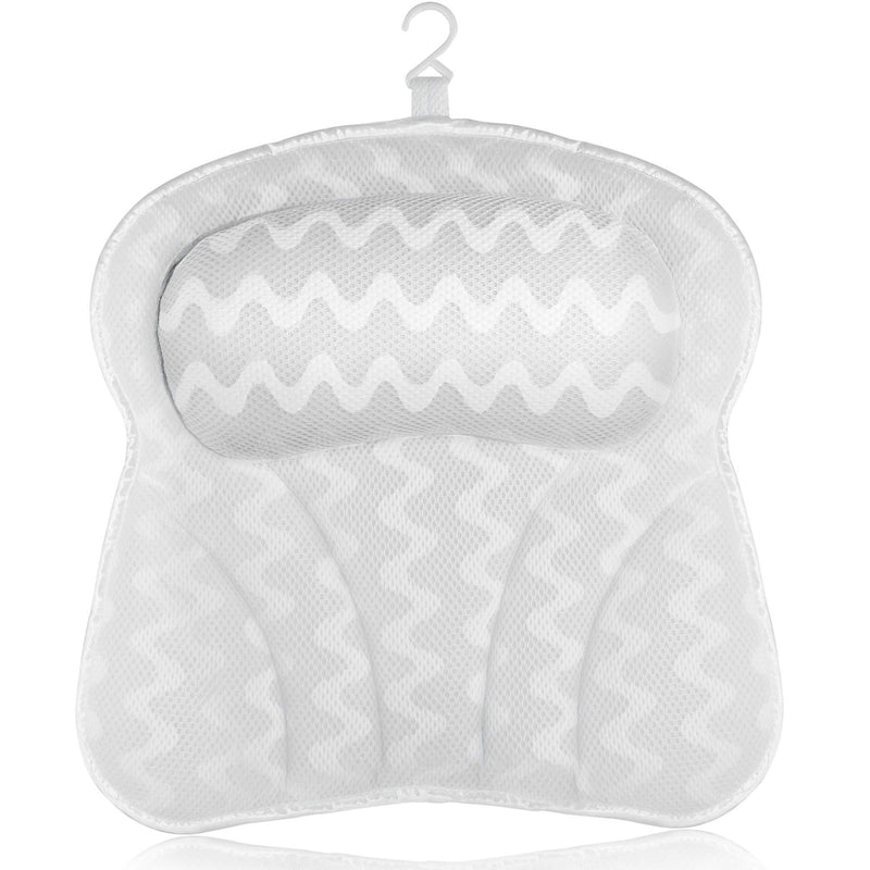[Australia] - Bath Pillow for Tub Spa Bathtub Pillows with 6 Suction Cups for Women Men Headrest Cushion, 3D Air Mesh Fabric Fast Dry Suitable for All Bathtubs S shape bath pillow+Gift Package 