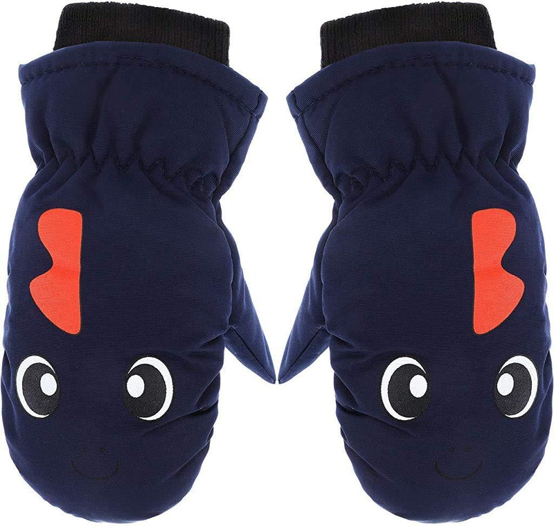 [Australia] - Snow Mittens Winter Ski Mittens Waterproof Warm Cotton-lined Gloves for Kids Dark Blue for 1-3T 
