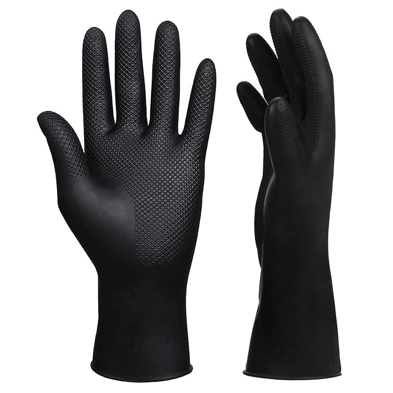[Australia] - Hair Dye Gloves, Black Reusable Rubber Gloves, Professional Hair Coloring Accessories for Hair Salon Hair Dyeing,2Pcs 