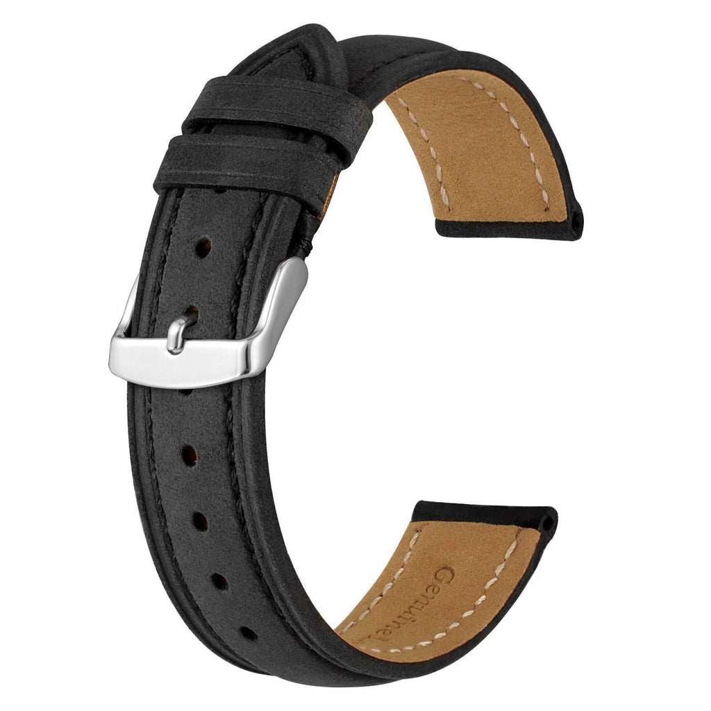 [Australia] - BISONSTRAP Watch Strap, Vintage Leather Replacement Bracelet, Band Width-14mm 15mm 16mm 17mm 18mm 19mm 20mm 21mm 22mm 23mm 24mm 14mm Black 