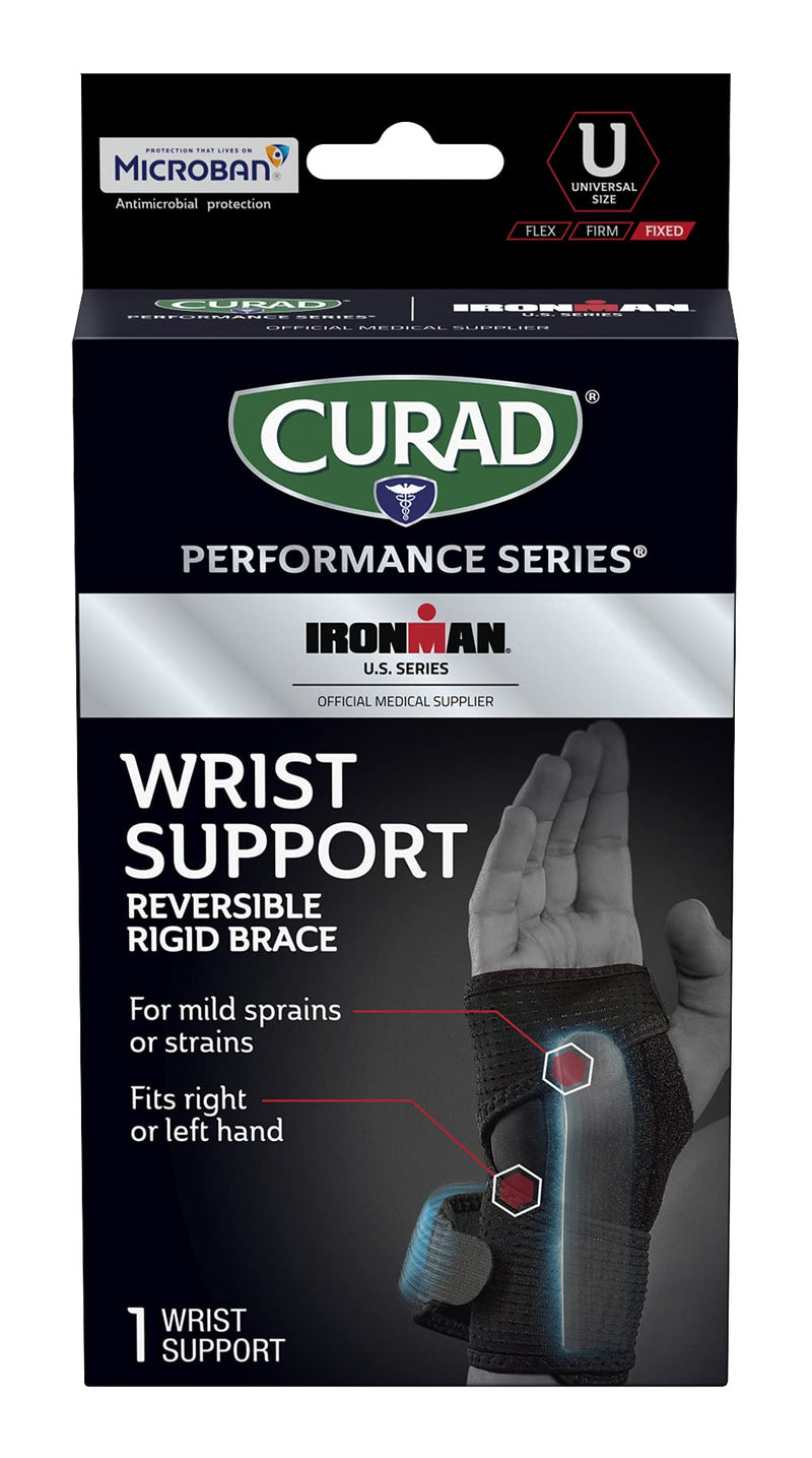 [Australia] - Curad Performance Series Ironman Wrist Support, Reversible Rigid Brace, Universal Fit for Mild Sprains and Strains 