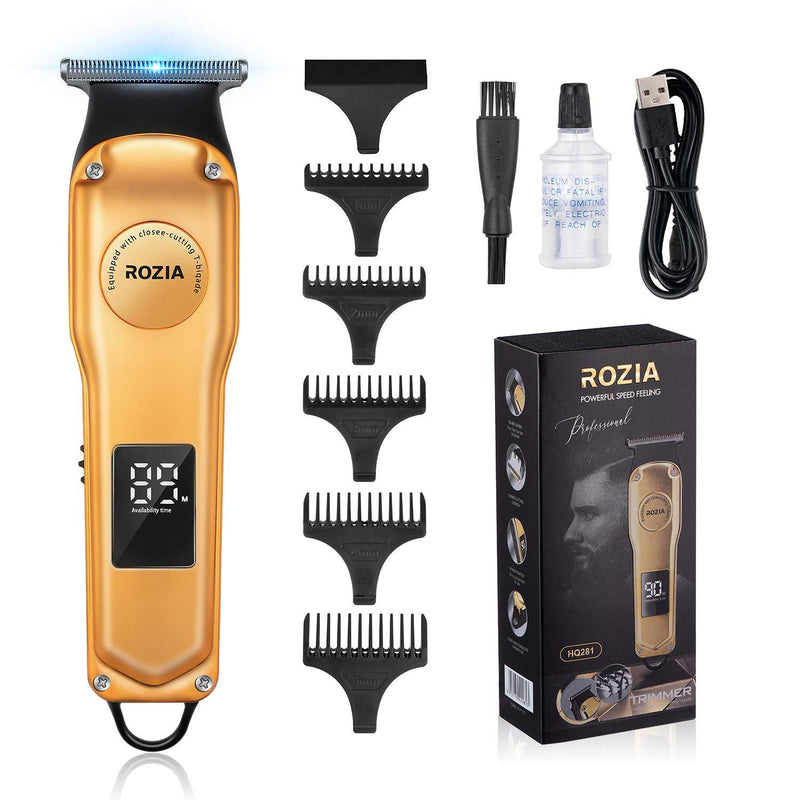 [Australia] - Roziaplus Beard Trimmer for Men Hair Clippers-Professional Hair Cutting Kit -Cordless Hair Clippers for Men-with LED Display Hair trimmer Mustache Trimmer Rechargeable Gold 