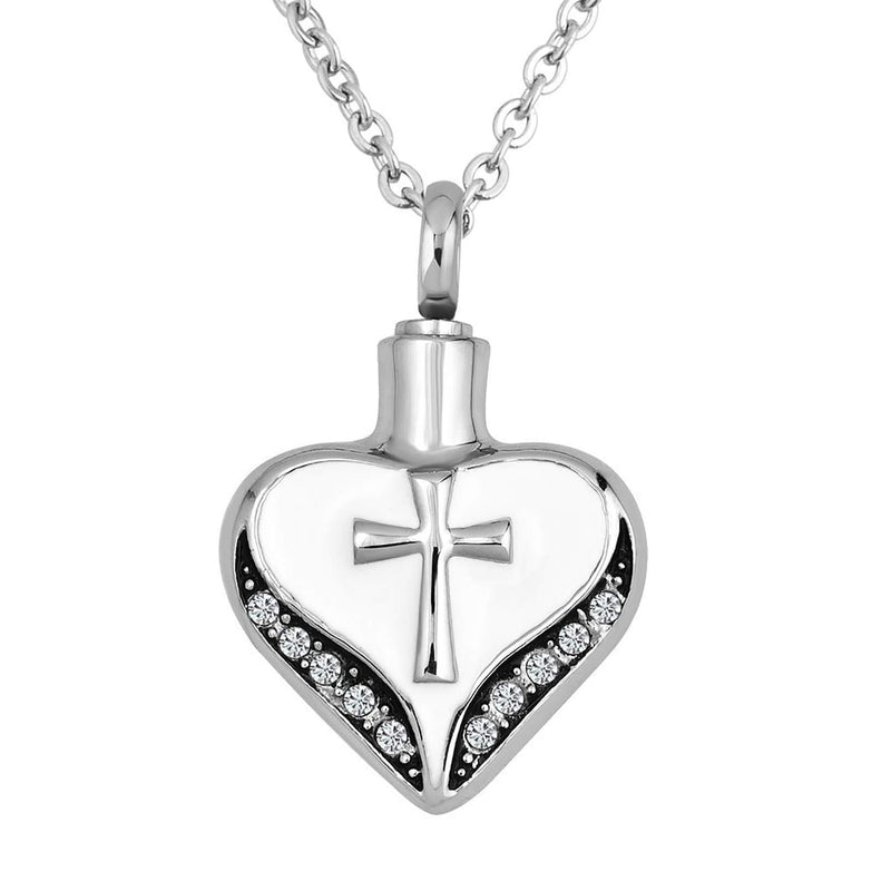 [Australia] - TGLS Heart Cross Ashes Necklaces After Cremation Urn Ashes Holder Keepsake Pendant Memorial Jewelry 