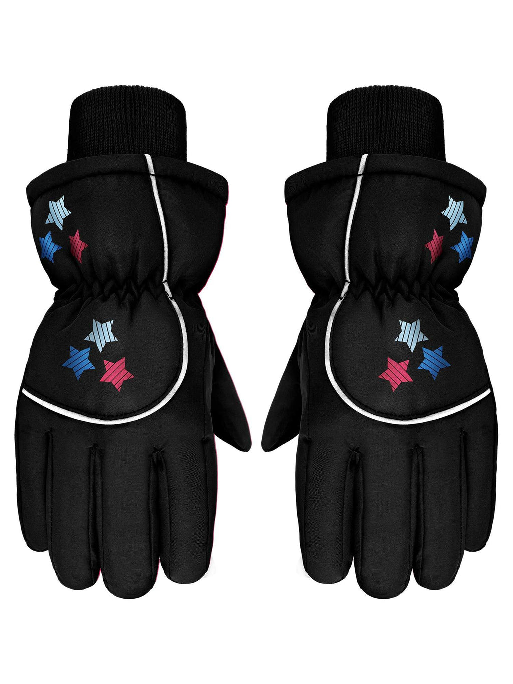 [Australia] - Boao Snow Mittens Winter Ski Mittens Waterproof Warm Cotton-lined Gloves for Kids Black 1-3T 