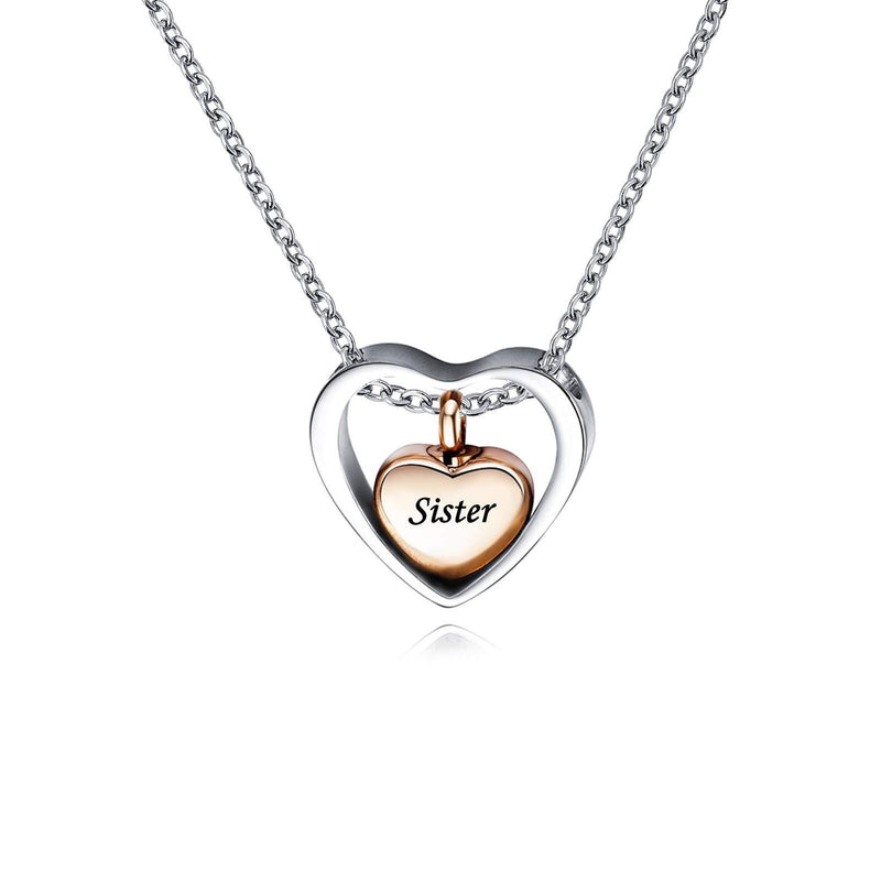[Australia] - TCHYUN Beautiful Heart Daughter Grandpa Sister Son Dad Rose Gold Pendant Keepsake Memorial Urn Necklace for Ashes Stainless Steel with Funnel Fill Kit 