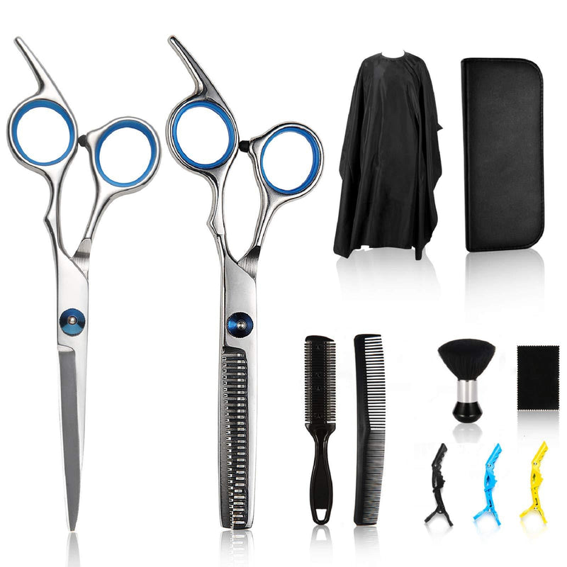 [Australia] - Hair Cutting Scissors Kit,11 Pcs Professional Haircut Scissors Kit with Cutting Scissors,Thinning Scissors,Neck Duster Brush,Comb,Barber Cape,Hair Clips,Hairdressing Shears Set for Barber and Home 