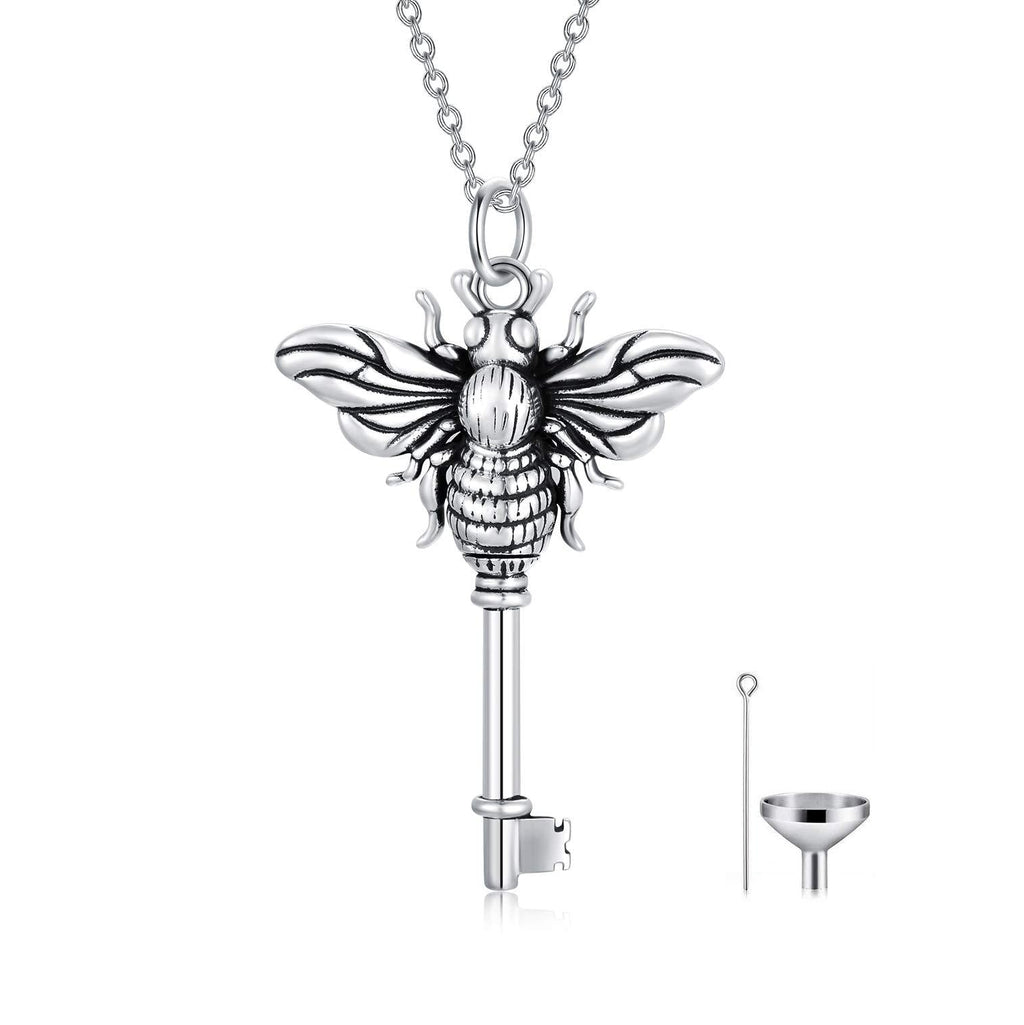 [Australia] - PEIMKO Heart Rose/Honeybee Key/Circle of Life Cremation Urn Necklace for Ashes Always In My Heart Memorial Jewelry Bee-Key 