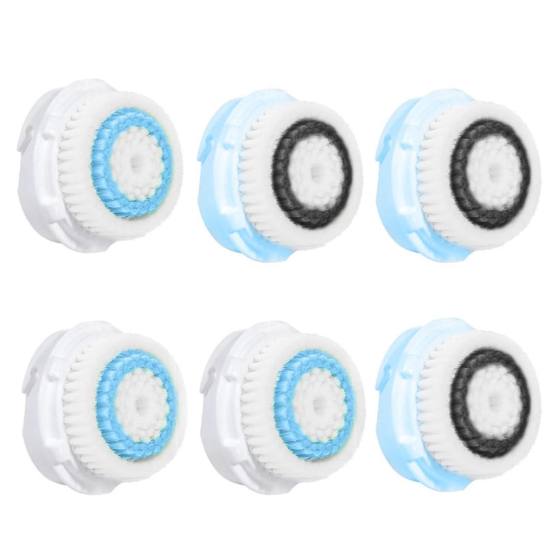 [Australia] - Compatiable For Facial Cleansing Brush Heads, Face Brush Head Replacement as Brush Head Facial Cleaning Tool (6 Pack, Light Blue +Blue) 