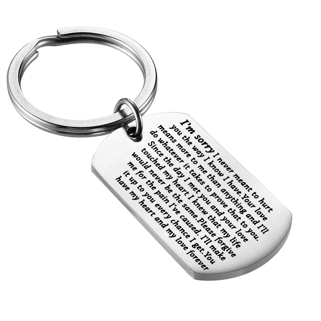 [Australia] - FEELMEM Apology Keychain Gift Sorry Jewelry Sorry Gift Idea for Apologizing I'm Sorry Dog Tag Keychain Forgive Me Gifts to Say You're Sorry for Him Her I'm Sorry I don't meant to hurt you 