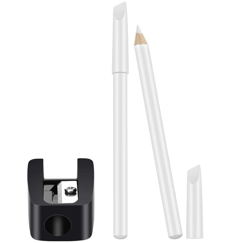 [Australia] - 2 Pieces White Nail Pencil and Pencil Sharpener Set, 2-in-1 Nail Whitening Pencils French Nail Art Pencils with Cuticle Pusher and Handheld Pencil Sharpener for DIY French Art Manicure Supplies 