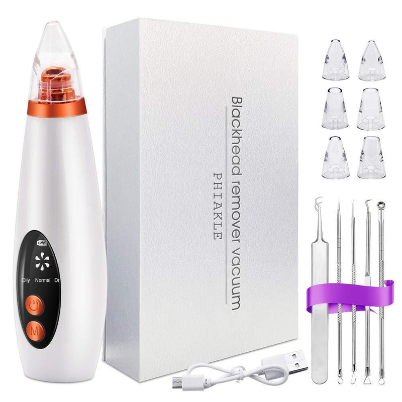 [Australia] - Blackhead Pore Vacuum Cleaner Remover 【2021 Newest Technology】 6 Probes 3 Suction Levels LED Display Blackhead Removal Strong Suction Skin Cleaner Machine’ (White) White 