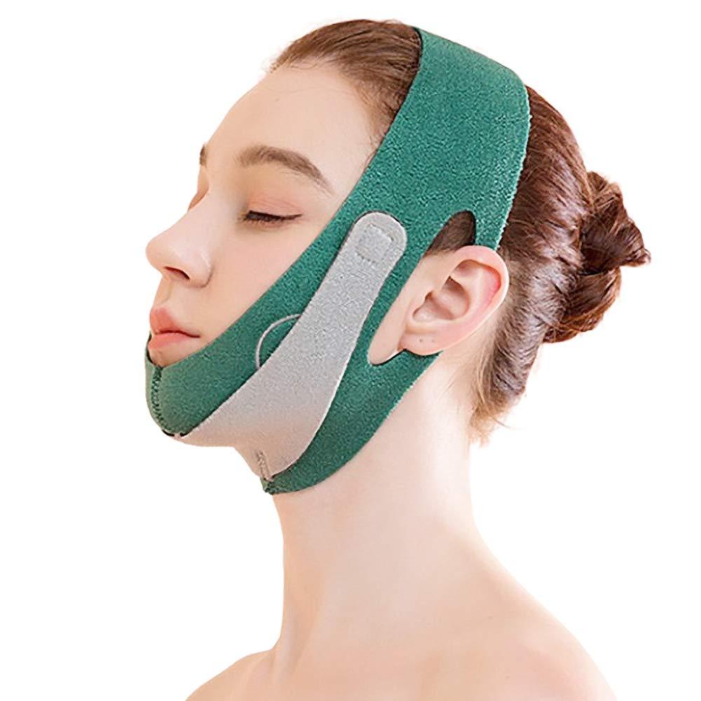 [Australia] - ecoeco Reusable Face Slimming Strap，Double Chin Reducer V line face lifting Pain-Free Face Lifting Belt for Women Men Eliminates Sagging Skin Lifting Firming Anti Aging (Green) Green 