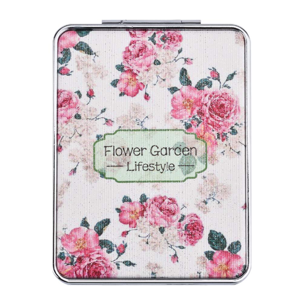 [Australia] - Retro Floral Makeup Mirror for Handbag, Folding Compact Travel Pocket Beauty Makeup Mirror Floral Square 