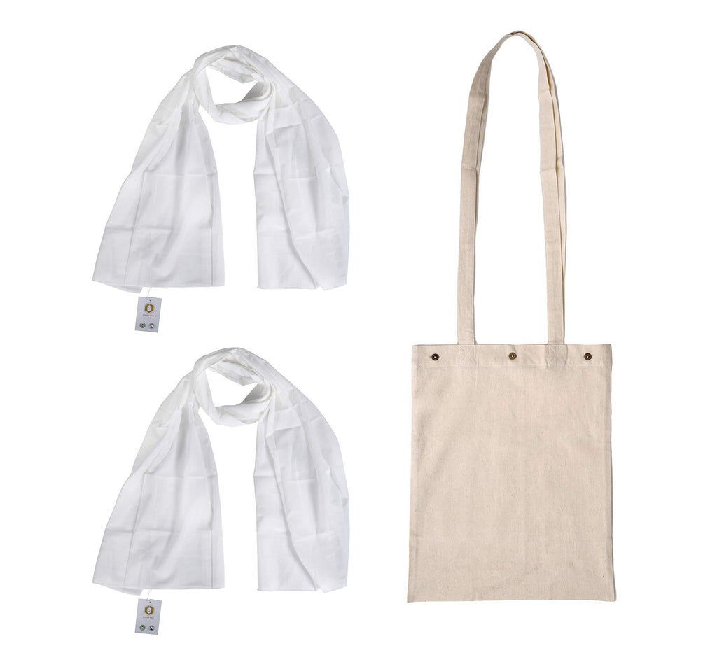 [Australia] - Things to Tie Dye⎜Plain Tote Bag & Scarves for Dyeing ⎜Items to Tie Dye & Natural Dyeing⎜ Blank Canvas Bag and White Cotton Scarf for Dyeing 