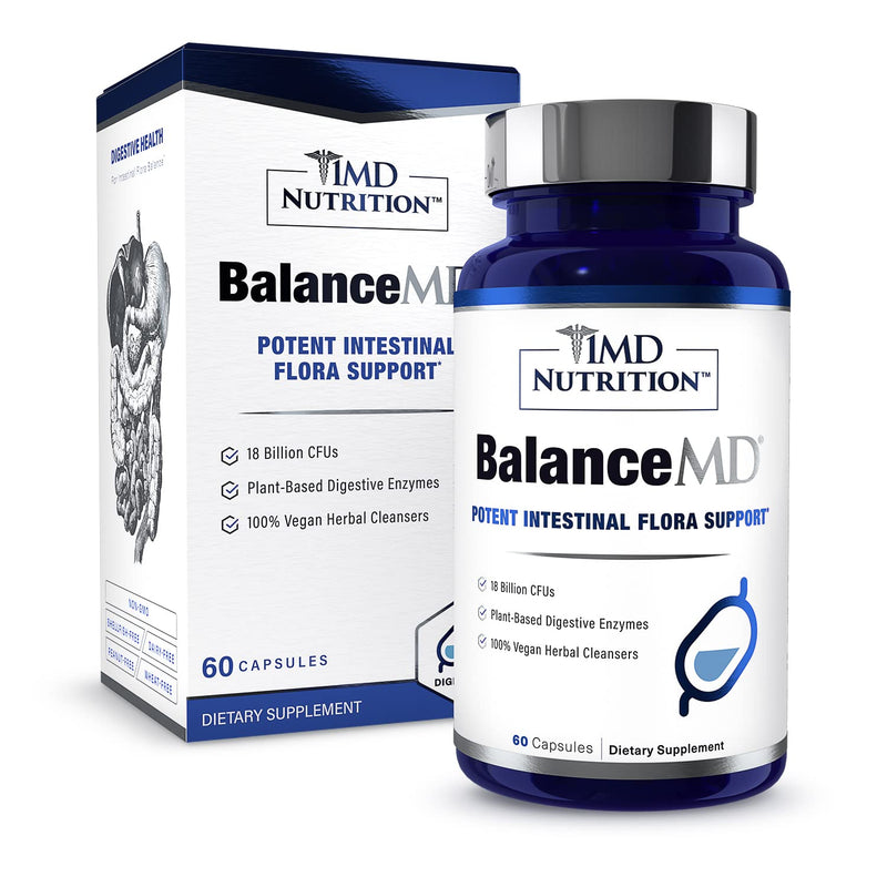 [Australia] - 1MD Nutrition BalanceMD Vaginal Probiotics | Oregano & Caprylic Acid with Lactobacillus & Digestive Enzymes | Promotes Intestinal Flora Balance | 60 Capsules 