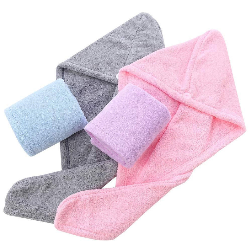[Australia] - ANswet Microfiber Hair Towel Wrap Hair Drying Towel Shower Bath Hair Cap Super Absorbent Anti-Frizz for Curly Long Wet Hair Gift for Girl 4 pcs(Gentel Color) Gentle 