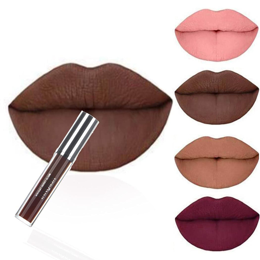 [Australia] - Kisshine Matte Liquid Lipstick Long Lasting Waterproof Colourful Lip Gloss Cosmetics Makeup Gift for Women and Girls Pack of 1 (Brown 11#) Brown 11# 