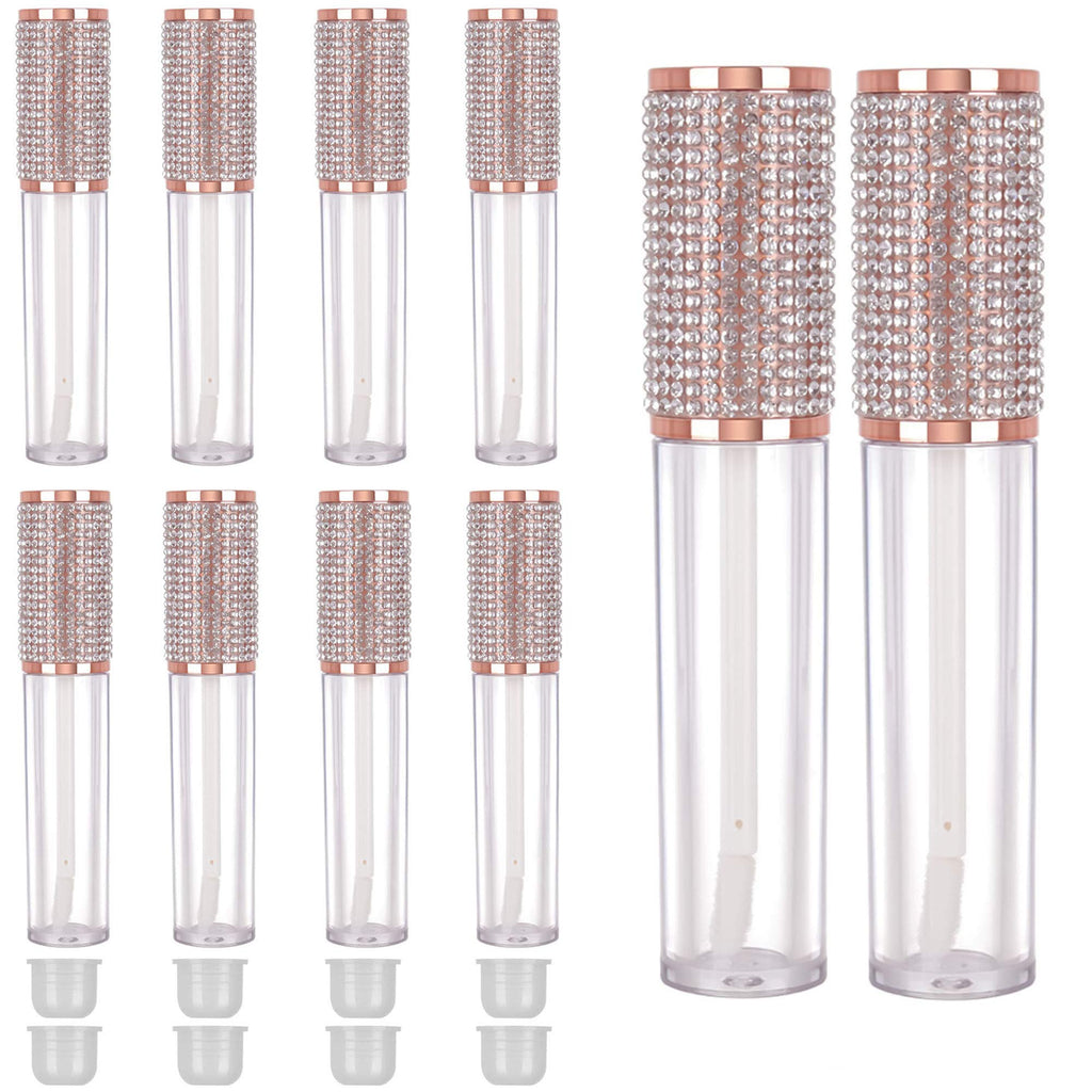 [Australia] - RONRONS 10 Pieces 5ml/0.17Oz Crystal Rhinestone Empty Lip Gloss Wand Tubes Lip Gloss Containers Lipgloss Lip Balm Bottles with Rubber Stoppers Perfect for Lip Gloss Balm Cosmetic Business 