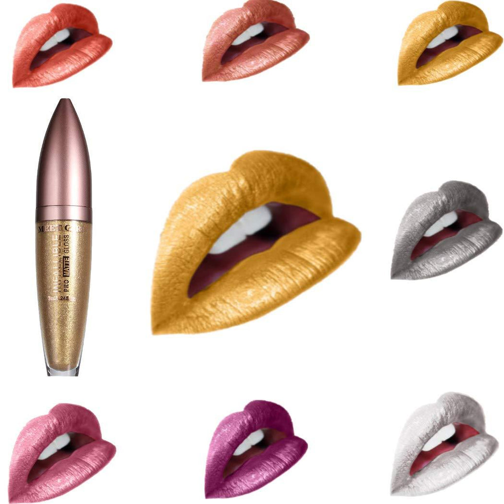 [Australia] - Kisshine Matte Liquid Lipstick Long Lasting Waterproof Gothic Colourful Lip Gloss Cosmetics Makeup Gift for Women and Girls Pack of 1 (Gold 04#) Gold 04# 