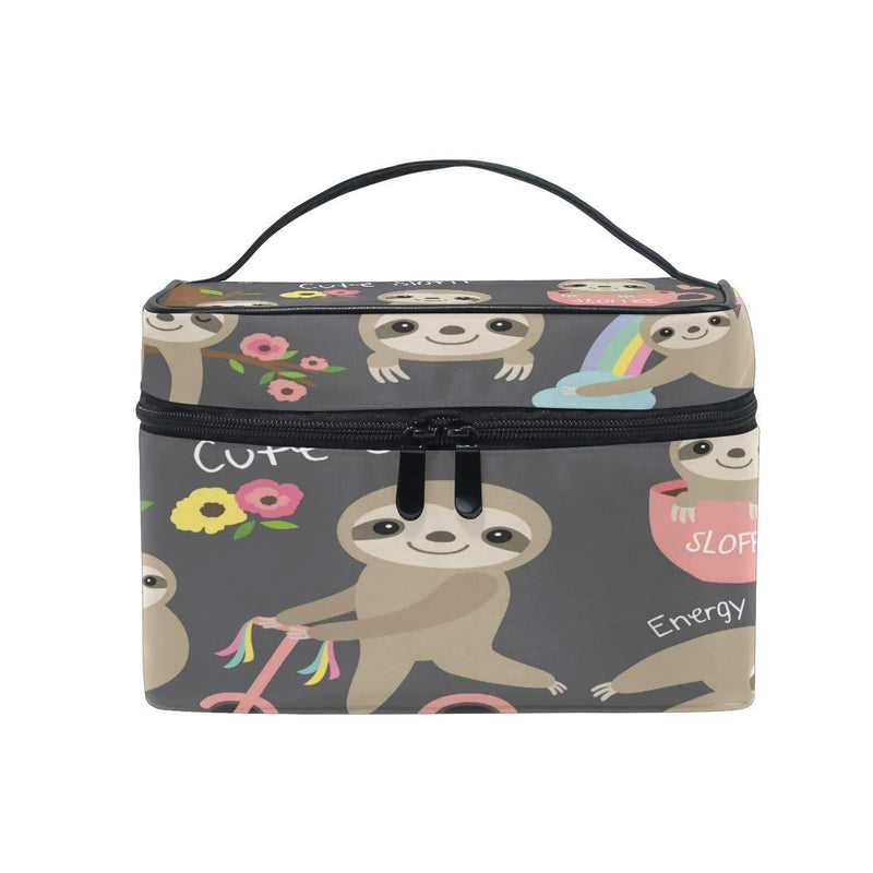 [Australia] - Makeup Bag Square Cosmetic Train Case Cute Sloth Portable Travel Toiletry Bag Organizer Accessories Case Tools Case for Beauty Women pattern 5 